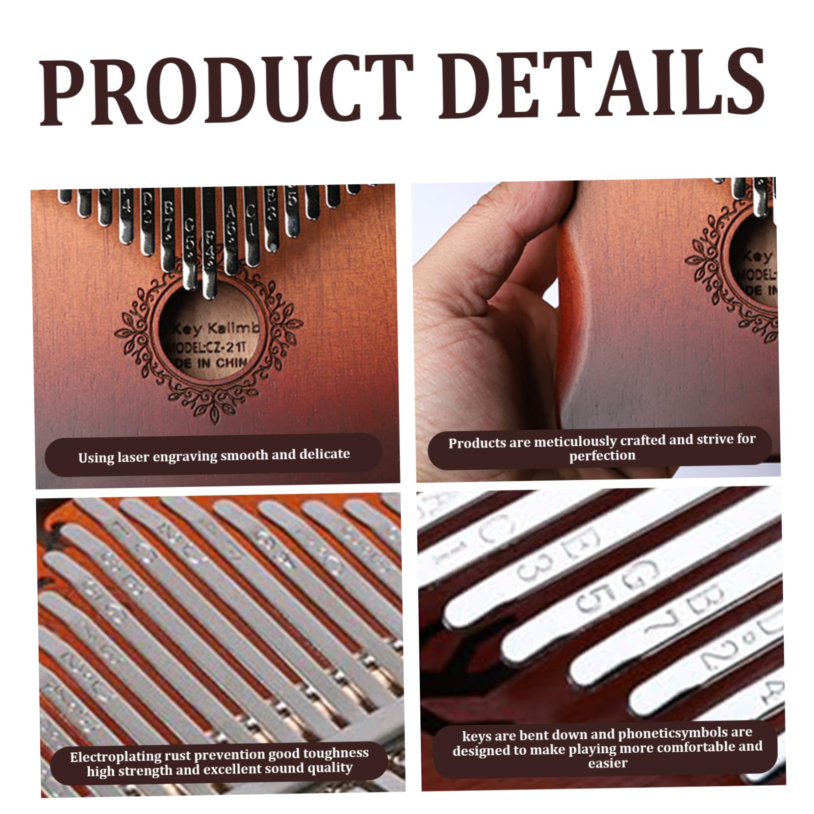 Kalimba - Kalimba, pianoforte a 21 tasti, in legno, accordato, portatile, per bambini, adulti, principianti, dita dei fiori