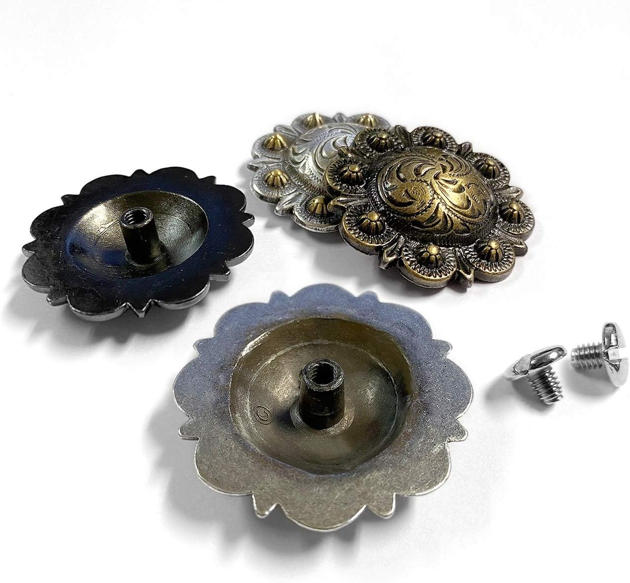 Leathercraft Saddle Conchos Copper Engraved Berry Conchos Screwback Conchos- Pack of 10 PCS (BS9163-2-Copper, 1-1/2")