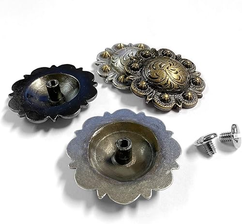 Miniatura 2 de Leathercraft - Sillín de conchos de cobre grabado, conchos de bayas con rosca trasera, paquete de 10 unidades (BS9163-1-Cobre, 1-14 pulgadas)