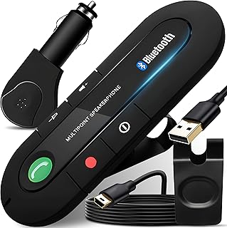 Retoo Kit Mains Libres pour Voiture Bluetooth 5.0, Haut-Parleur Micro Intégré avec Clip Support, Appels Mains Libres, Travailler Jusqu'à 20 Heures, pour La Musique Et Répondre Aux Appels