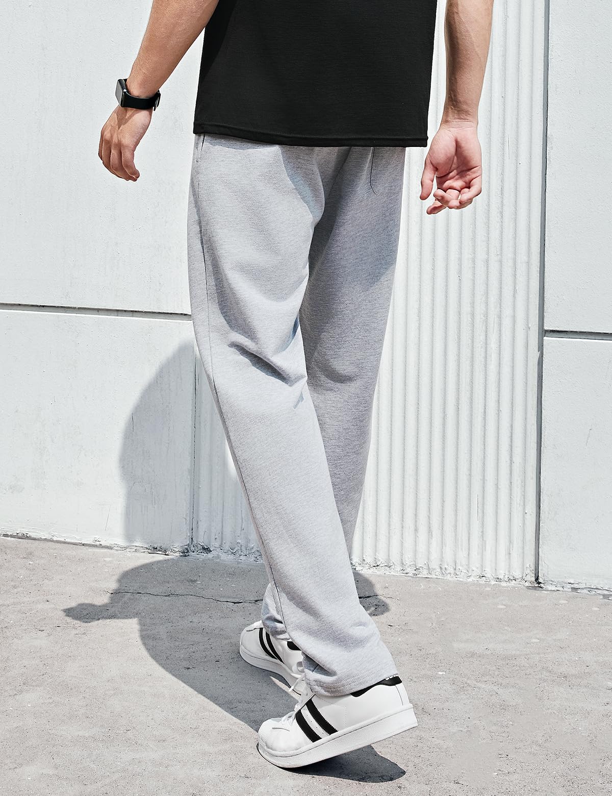 Arjen Kroos Pantalon Chandal Hombre Algodón con Cremallera Bolsillos Pantalones Hombre Pierna Ancha Cintura Elástica Ajustable para Ocio y Trotar