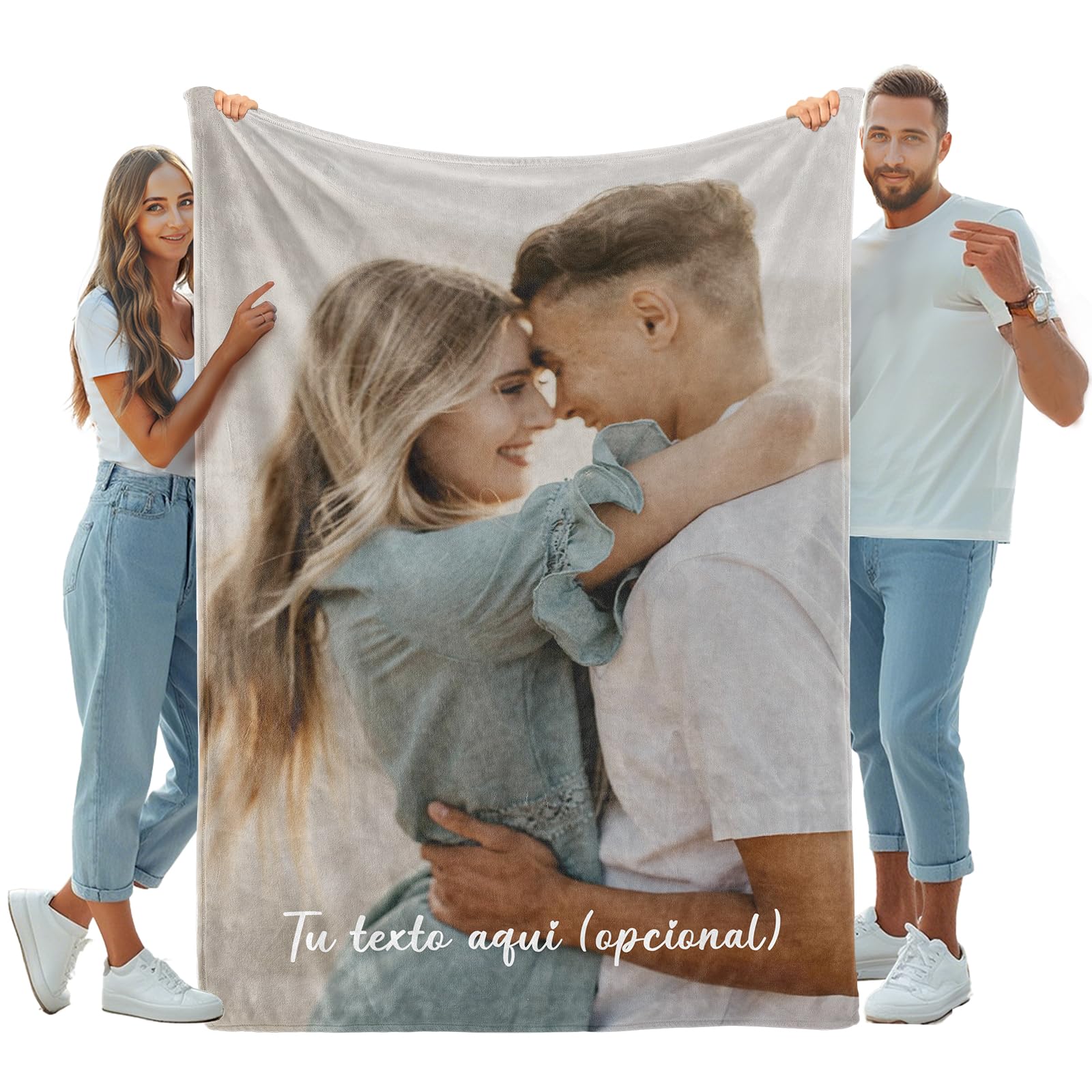 iDIY Custom Blanket with Photo and Text - Personalized Blankets for Women, Men, Couple and Family - Personalized Gifts for Valentine's Father's Day and Mother's Day - 1 Photo