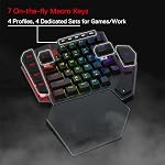Redragon K585 PRO Wireless One-Handed Mechanical Keyboard, 42 Keys 3-Mode RGB 40% Gaming Keypad w/ 7 Onboard Macro Keys, Detachable Wrist Support, Durable Battery (Red Switch)