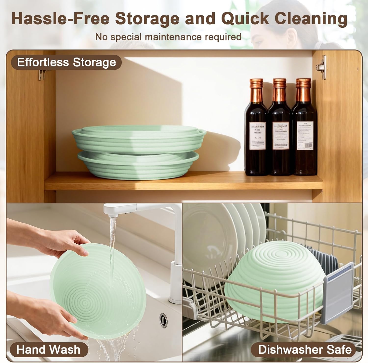JOCXSPI Upgraded Thickened Silicone Banneton Proofing Baskets with Lids