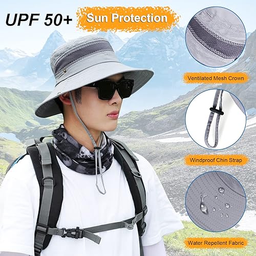 Miniatura 4 de Sombrero de sol de pesca para mujer, sombrero de verano con protección UV, malla ventilada, senderismo, jardinería, playa, césped, sombrero