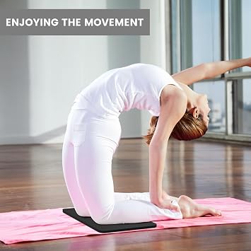 Yoga Knee Pad Cushion, 24 x 9.8 x 0.8 in Thick Mini Yoga Mat, Odor-Free NBR Workout Mat with Storage Strap, Small Exercise Mat for Yoga, Pilates, Kneeling, Planks & Home Gym