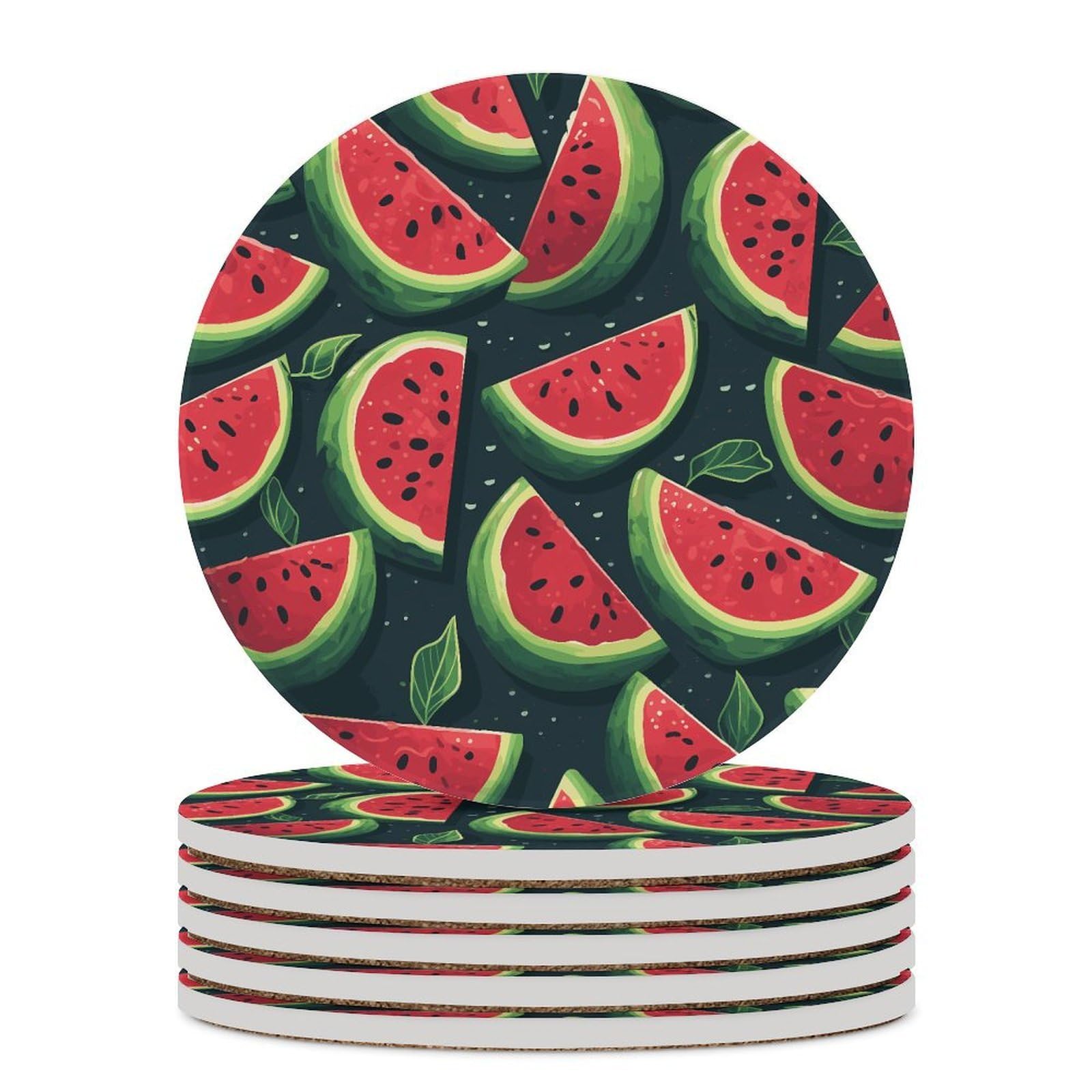 Dessous de verre absorbants en céramique poreuse rouge pastèque antidérapant
