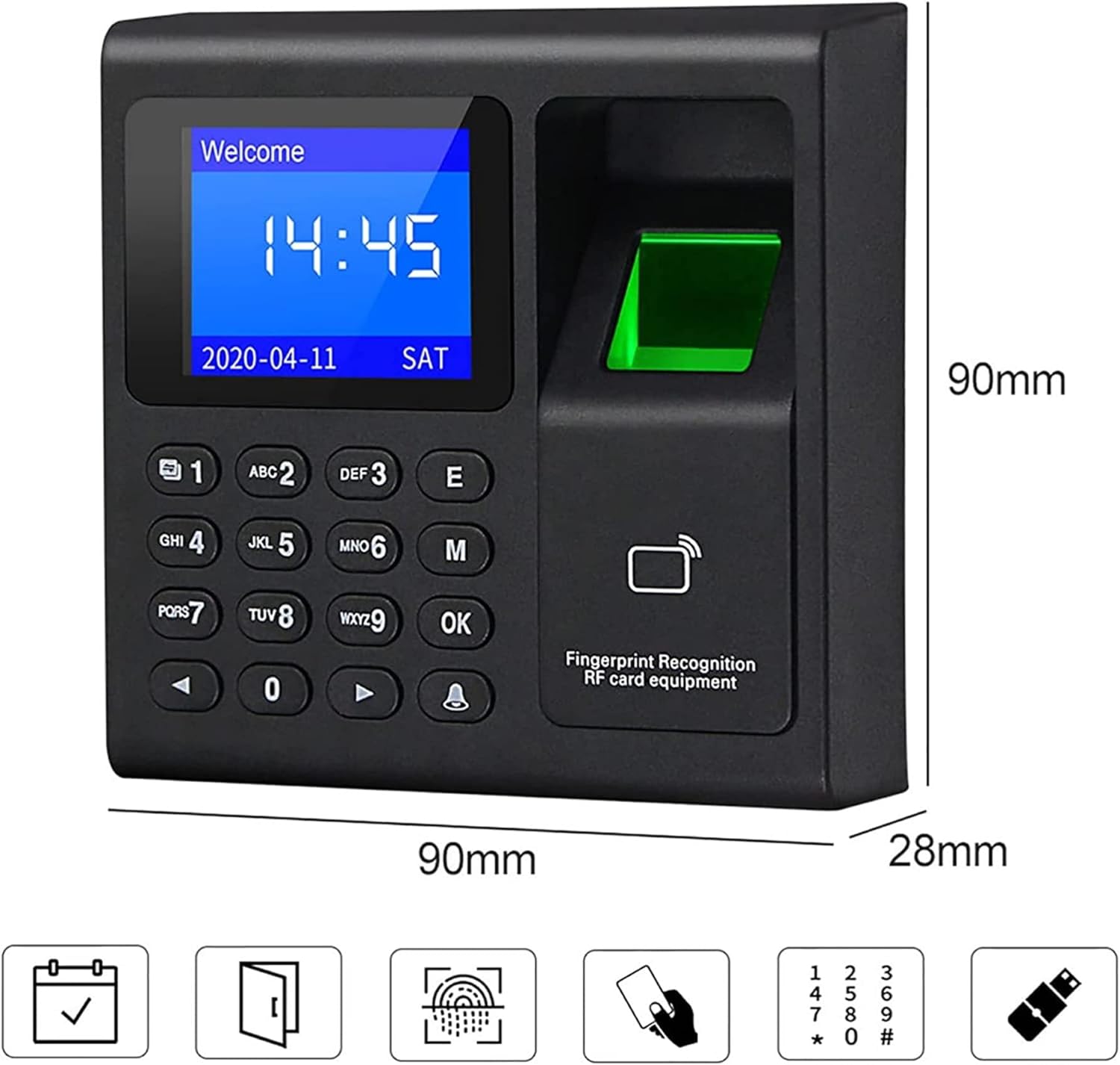 Eioflia Time Clocks for Employees Small Business, Biometric Fingerprint Time Attendance Terminal Clock Machine, Office Punch Clock Automatic in No Monthly Fee Automatic Report Generation : Office Products