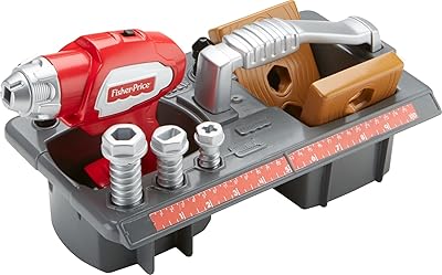 Fisher-Price Preschool Pretend Play Drillinâ€™ Action Tool Set 10-Piece Construction Toys With Sounds For Ages 3+ Years