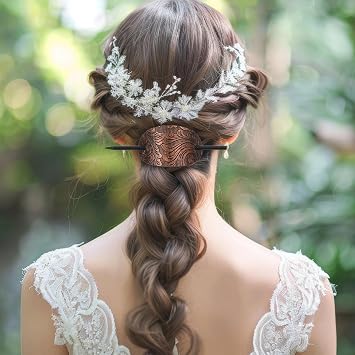 cobee 6 Pcs Pleather Hair Barrettes with Stick, Vintage Ponytail Holders