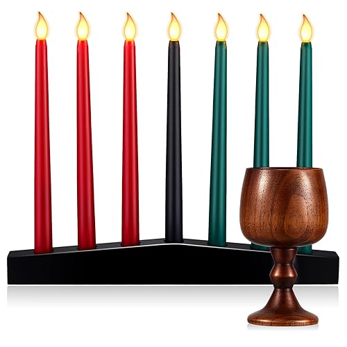 Riakrum 9 Pcs Kwanzaa Kinara Set Includes 3 Red 3