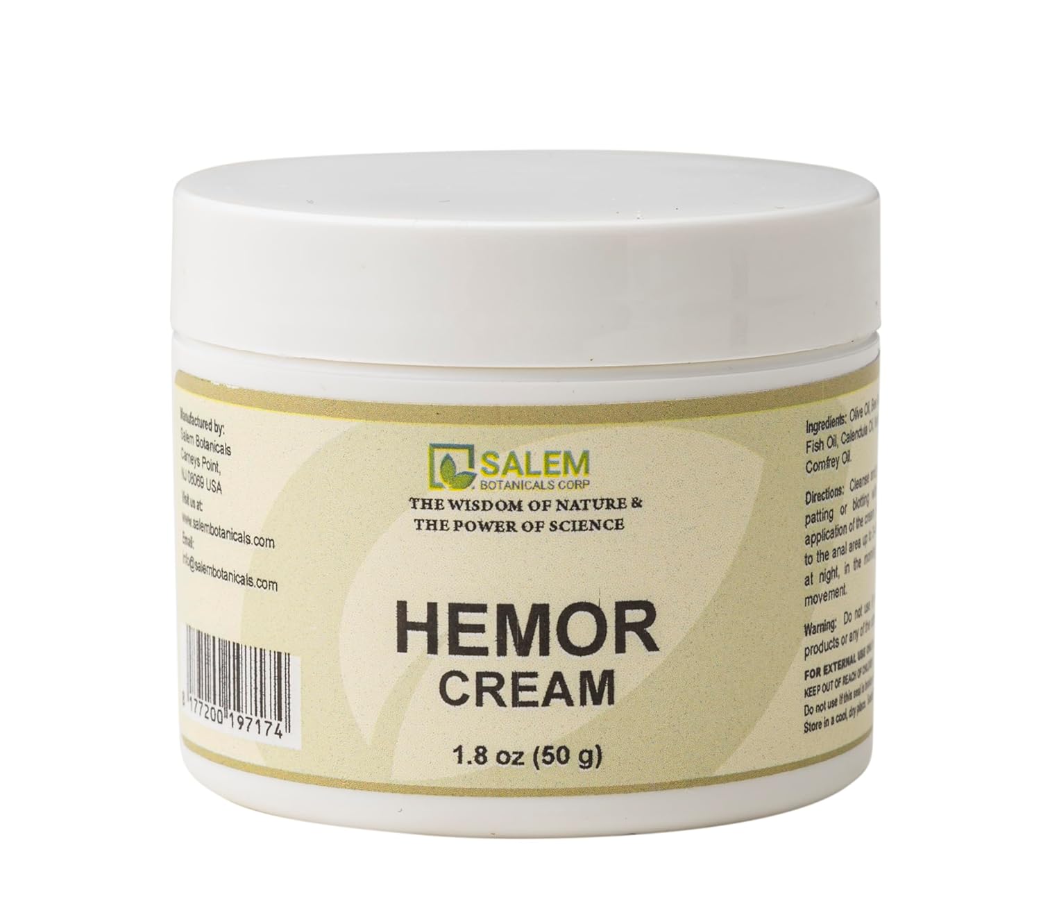 Salem Botanicals Hemor Cream - Herbal Cream for Hemorrhoid-Affected Skin - Soothes Irritation & Supports Skin Comfort - with Olive Oil, Bee Wax, Calendula - 1.8 oz (50 g)