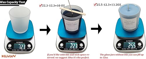 Miniatura 6 de MILIVIXAY Paquete de 12 tarros de vela de vidrio multicolor de 12 onzas con tapas y kits de fabricación de velas, tarros de velas vacíos a granel