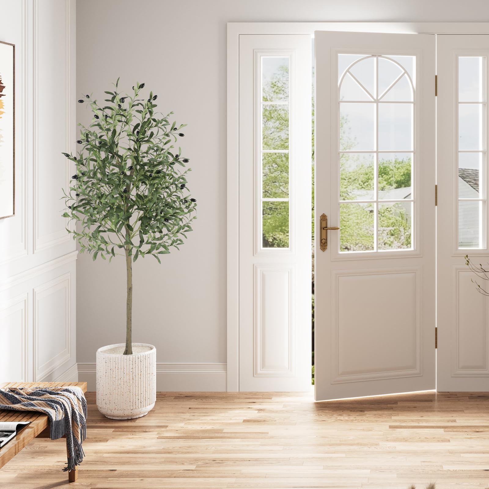 YOLEO Olivenbaum Künstlich 150cm kunstpflanze Künstliche Pflanzen groß Künstlicher Olivenbaum Kunstbaum wie echt für Wohnzimmer Schlafzimmer Büro Dekoration