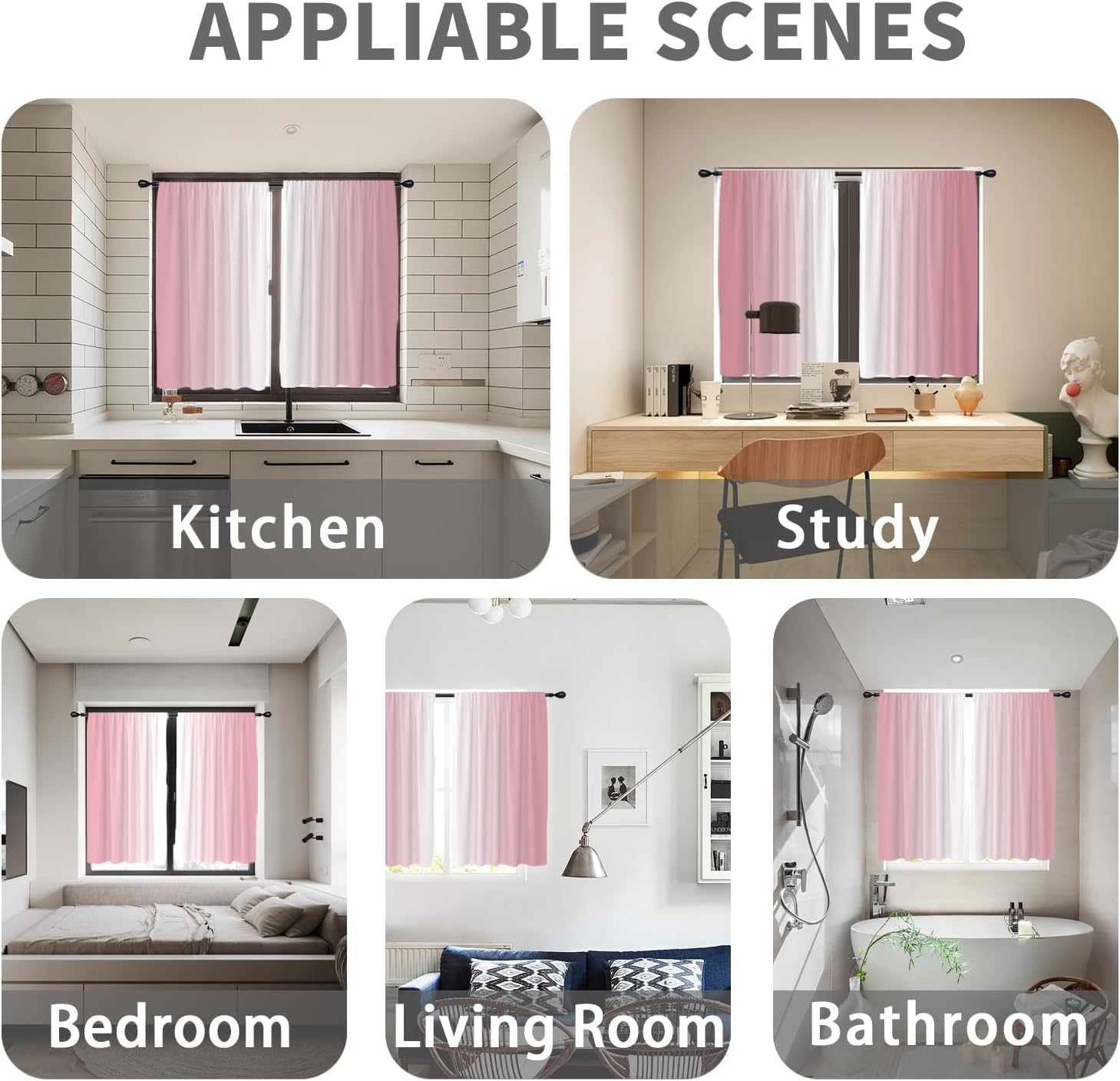 Pink Girls Curtains Long White Cute Ombre Gradient Girly Elegant Women Pretty Preppy Nursery 42W x 84L Inches Rod Pocket for Bedroom Living Dining Room Window Drapes Treatment Fabric 2 Panels