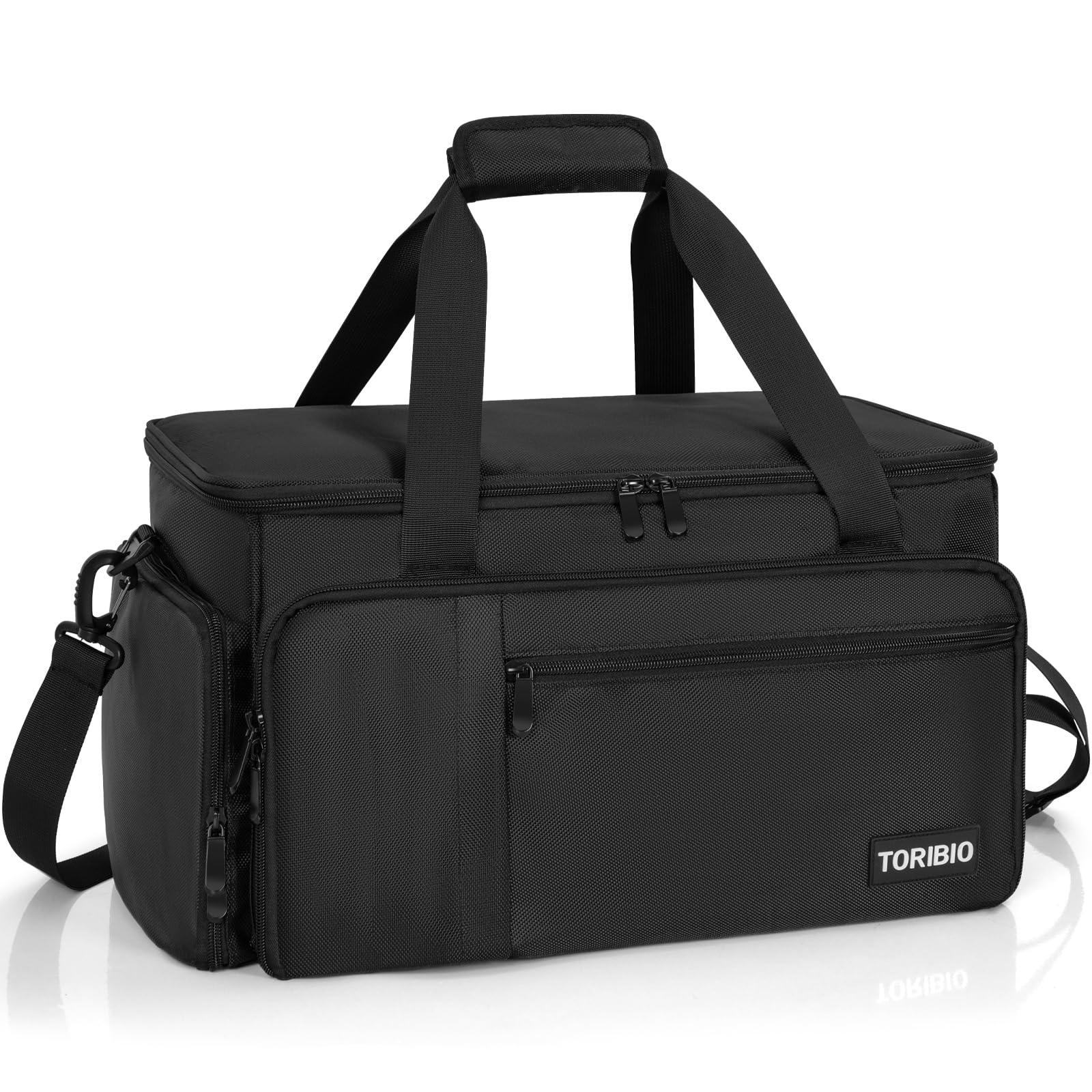 Bolsa de peluquería profesional, bolsa de almacenamiento portátil con múltiples bolsillos y compartimentos ajustables para accesorios de peluquería, adecuado para (BK)