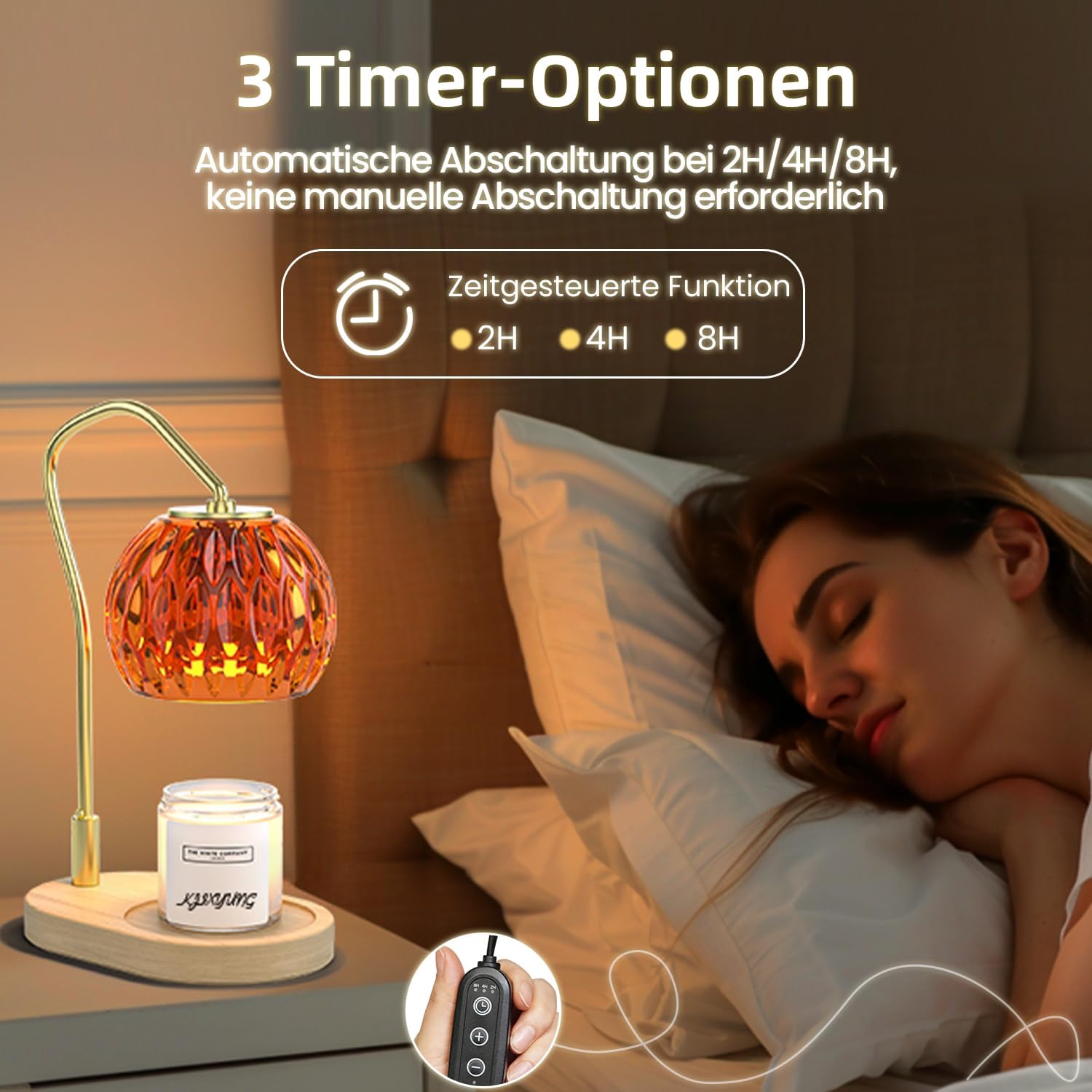 Candle Warmer Lamp with Timer & Dimmer - Ideal for Glass Jar Scented Candles, Includes 2 Bulbs - Perfect Christmas, Birthday, or New Home Gift for Decor & Bedroom Warmth - Amber Color