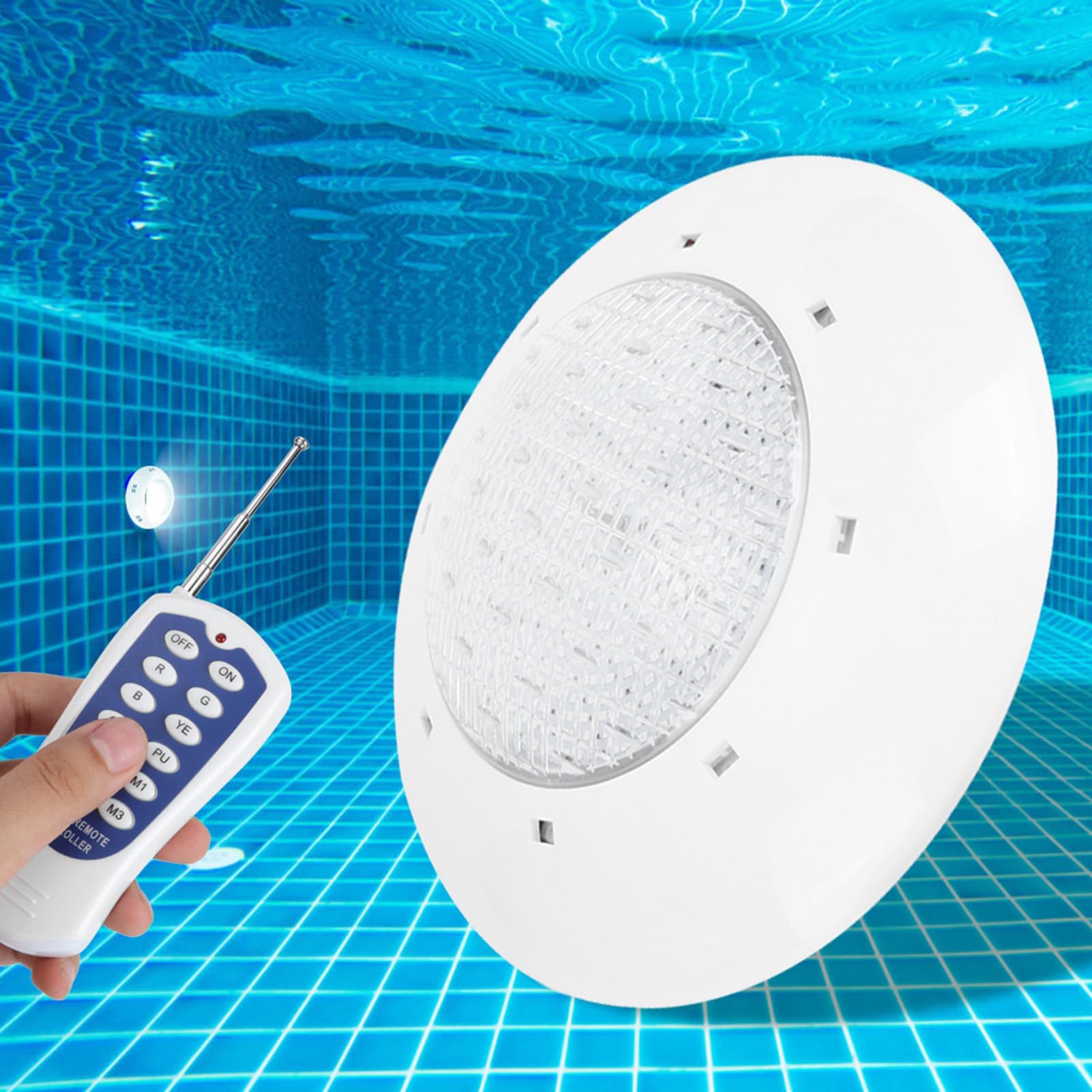 Ausla 360LED Schwimmbad-Wandleuchte, PC ABS RGB Unterwasser-Poolleuchte 35W 3000lm mit Fernbedienung, IP68 Pool-Wandleuchte für Eingelassene Pools, Brunnen, Teiche, Gärten