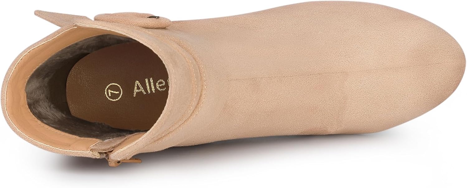 Allegra K Women's Round Toe Block Heel Nude Ankle Booties 10 M US - Image 5