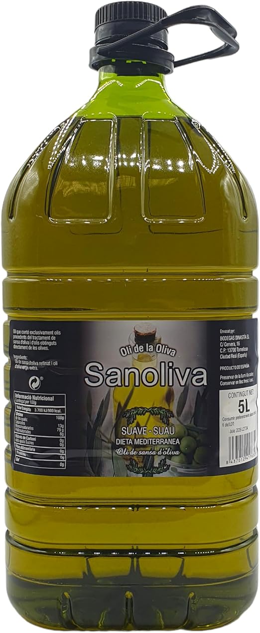 Aceite de Orujo Suave SANOLIVA - Garrafa 5 Litros - Origen España