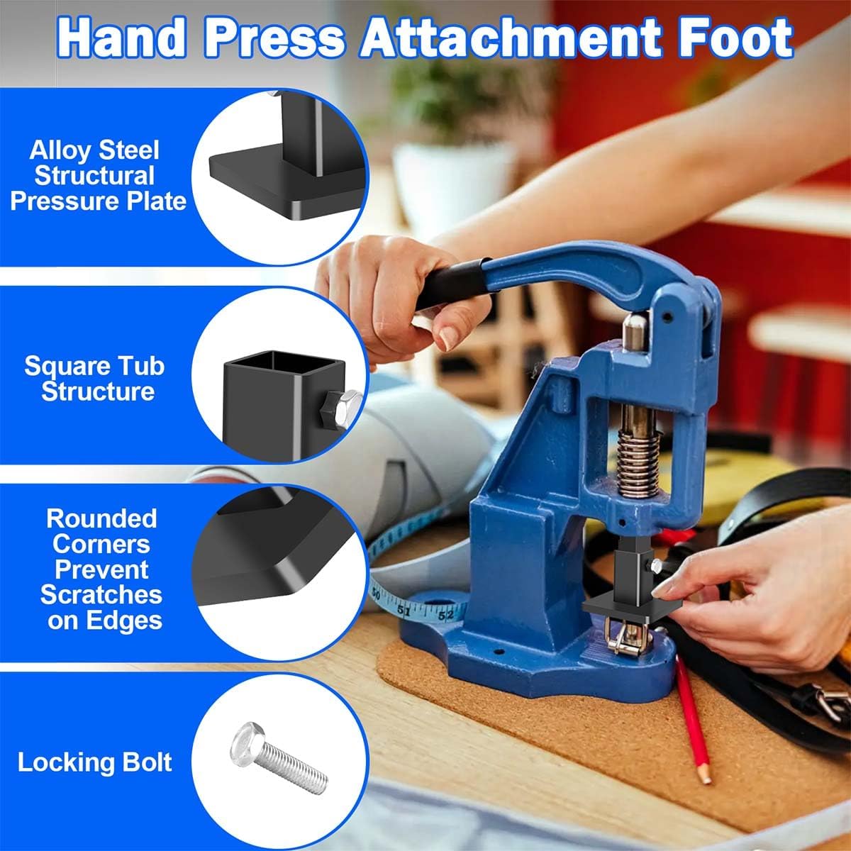 Hand Press Attachment Foot, 3x3 Inch Carbon Steel Arbor Press Platen Plate
