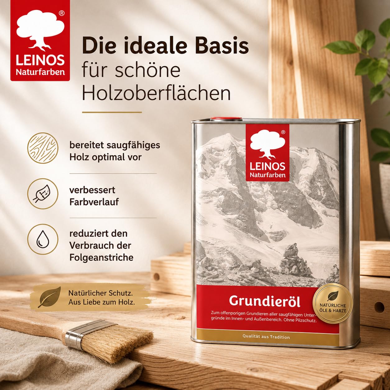 LEINOS 220 Grundieröl für Innen 10 l | farblose Holzgrundierung mit gutem Eindringvermögen | offenporiges Naturöl für saugfähige Holzoberflächen | optimale Basis für Lasuren, Öle & Wachse