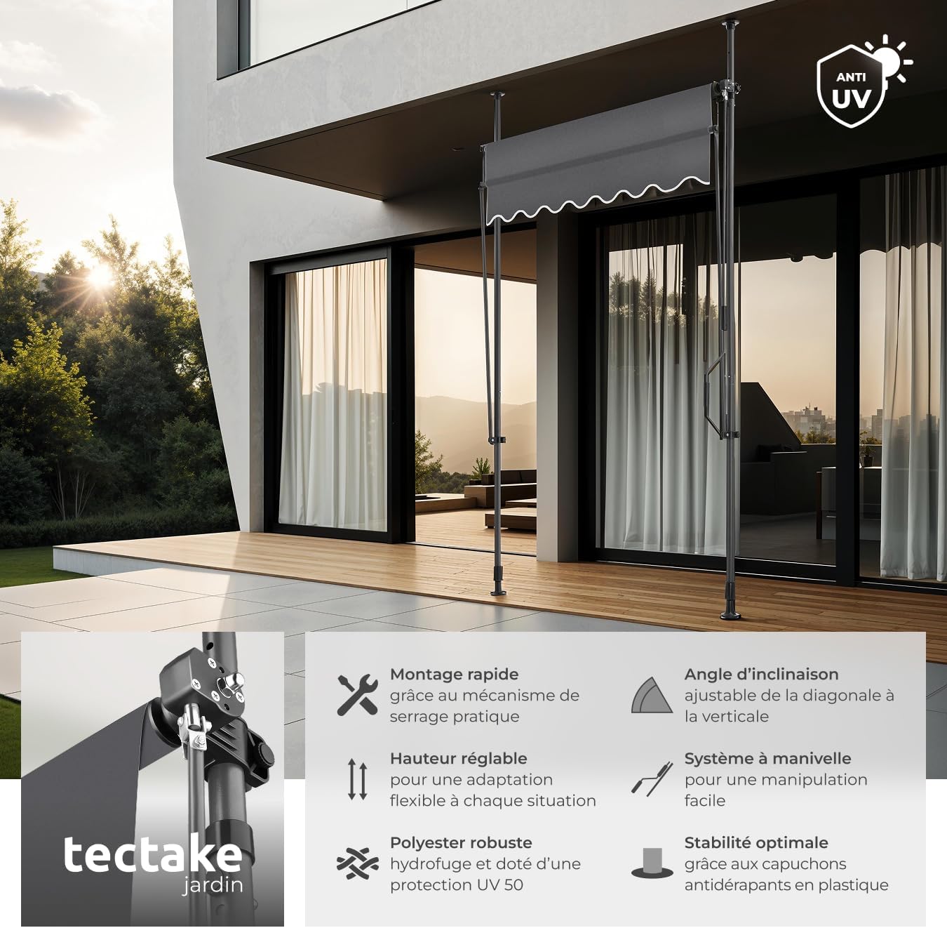 Awning installed on a patio