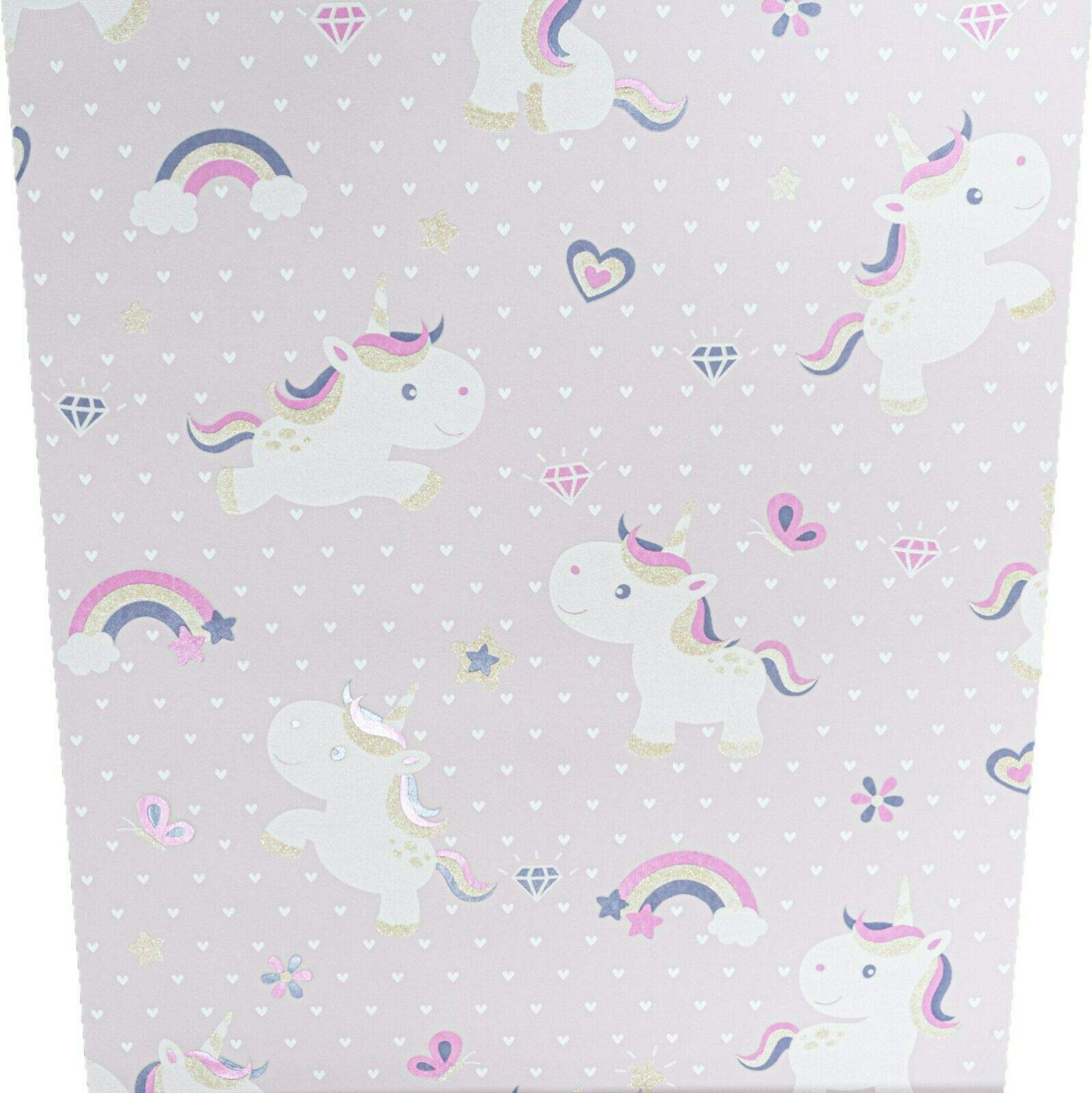Wd Wallpaper Girls Blush Unicorn Room Bedroom Hearts Pink Glitter Sparkle Rainbow Wallpaper