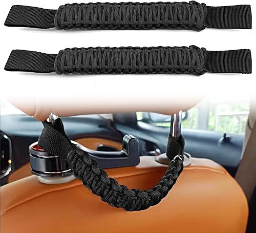 Juego de 2 asas de agarre para reposacabezas anticolisión de seguridad, para asiento delantero y trasero, kit de asas de agarre para barra