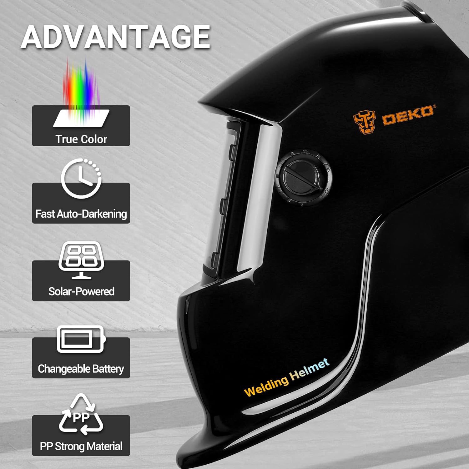 DEKO Kit Saldatura Completo: Saldatrice 220V MMA ARC 250A con Accessori + Casco Auto-Oscurante True Color Solar Powered