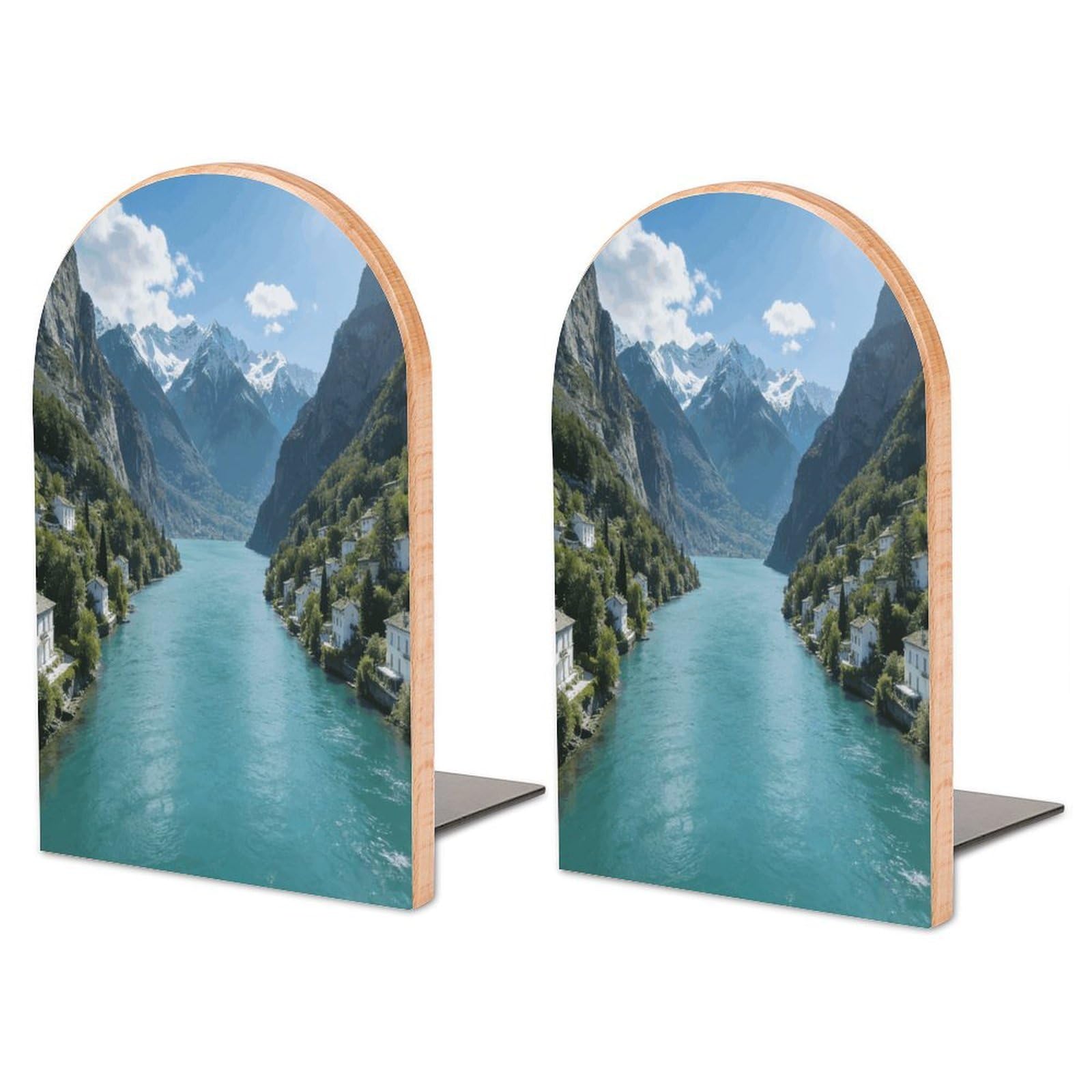 Sujetalibros para estantes de madera Lake Como soporte grande y antideslizante