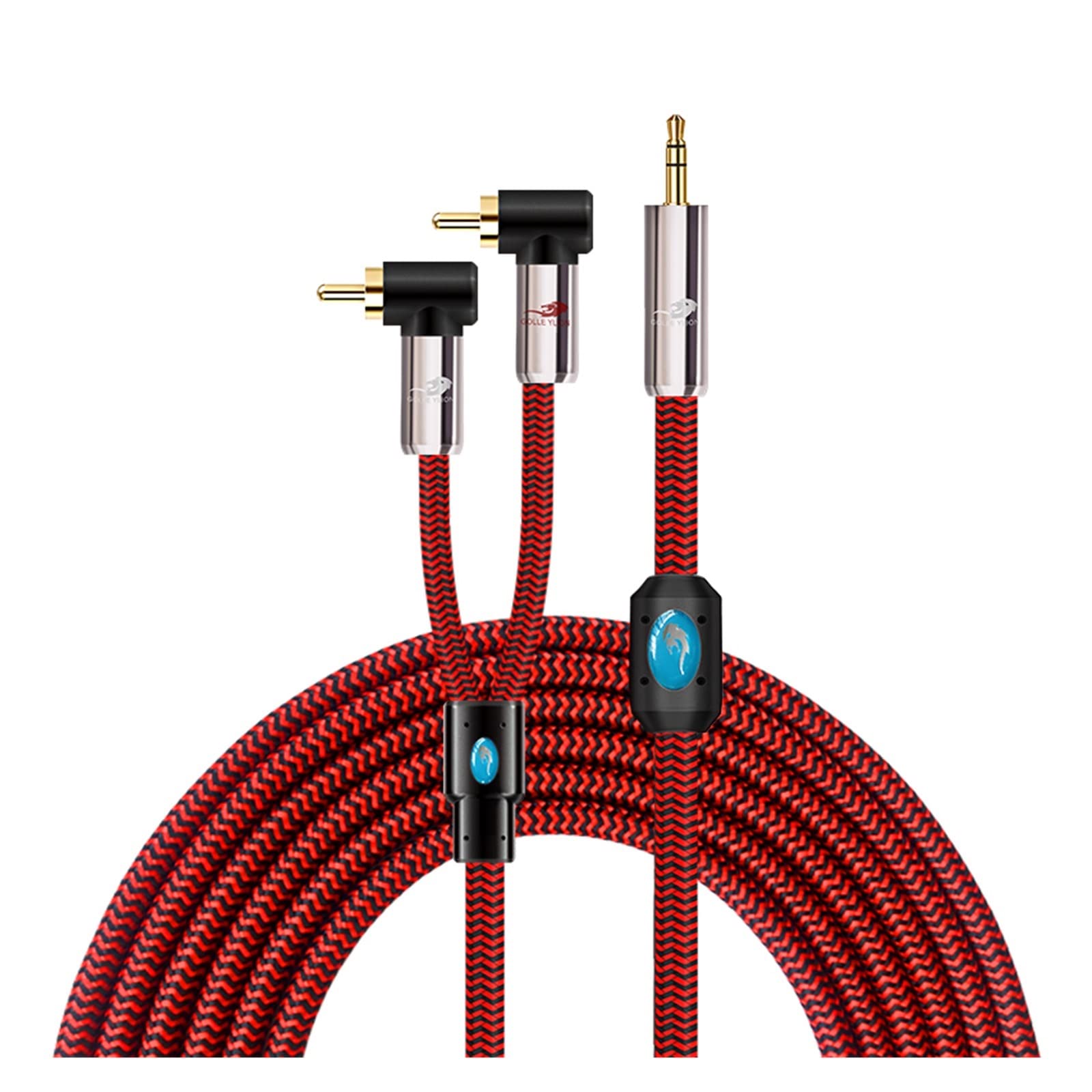 Mini conector de 3,5 mm a 2 * RCA Cable de audio de alta fidelidad Compatible con PC Tableta móvil Altavoz 3,5 a doble ángulo RCA Cable de blindaje 1M 2M 3M 5M 8M 10M ( Color : Rosso , Size : 15meter