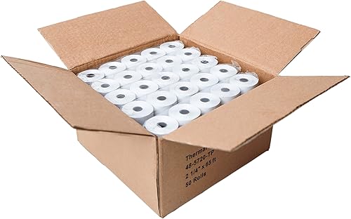 Miniatura 2 de Rollos de recibo de papel térmico de 2 1/4 pulgadas x 65 pies, se adapta a Ingenico 3500 5000 Verifone t650 Pax a920, 50 rollos/caja