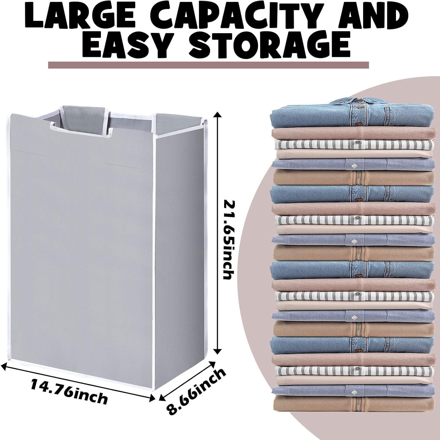 Bonuci 4 Pcs Laundry Sorter Replacement Bags Hamper Cart Removable Replacement Laundry Storage Organizer Bag Hamper Liner, No Hooks 14.76 x 8.66 x 21.65 Inch (Brown,Gray,White,Black)