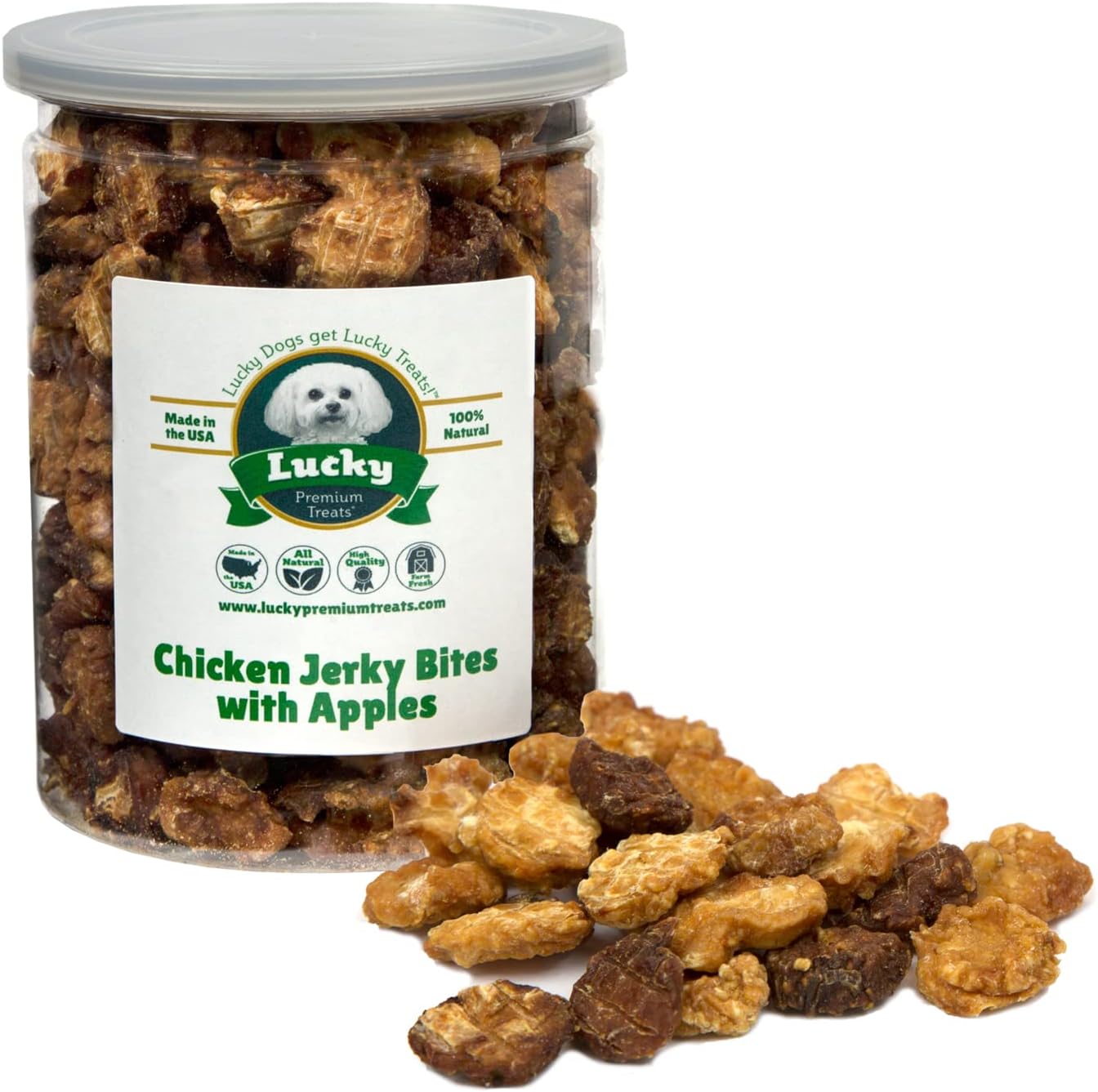Lucky Premium Treats Chicken & Carrot Bites – Small, Crunchy Dehydrated Carrot Chicken Dog Treats for Snacking & Training Rewards, Bite Size for Small to Large Dogs (14 oz)