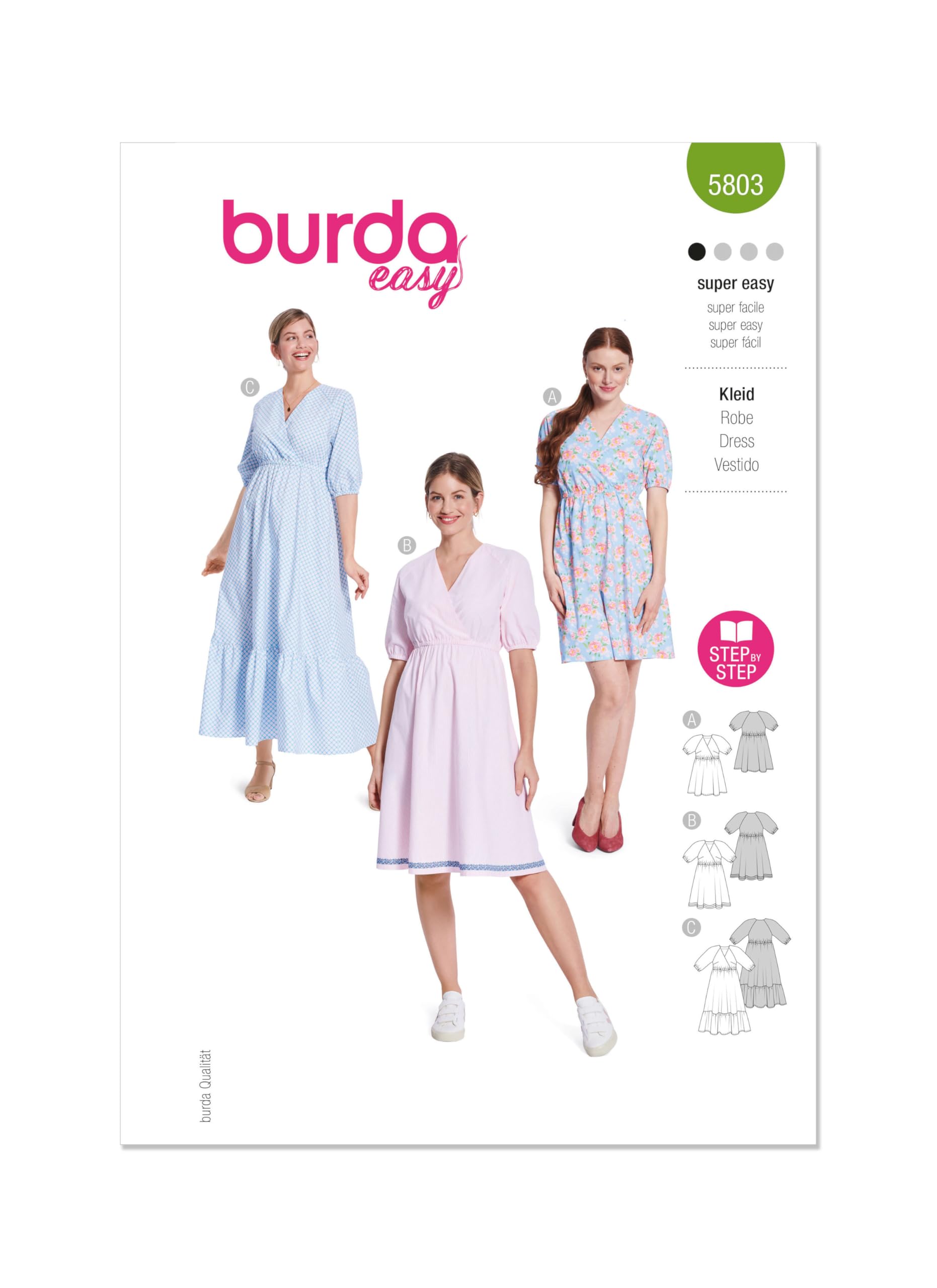 Burda Paper Sewing Pattern 5803 Dresses 8-22 (34-48)