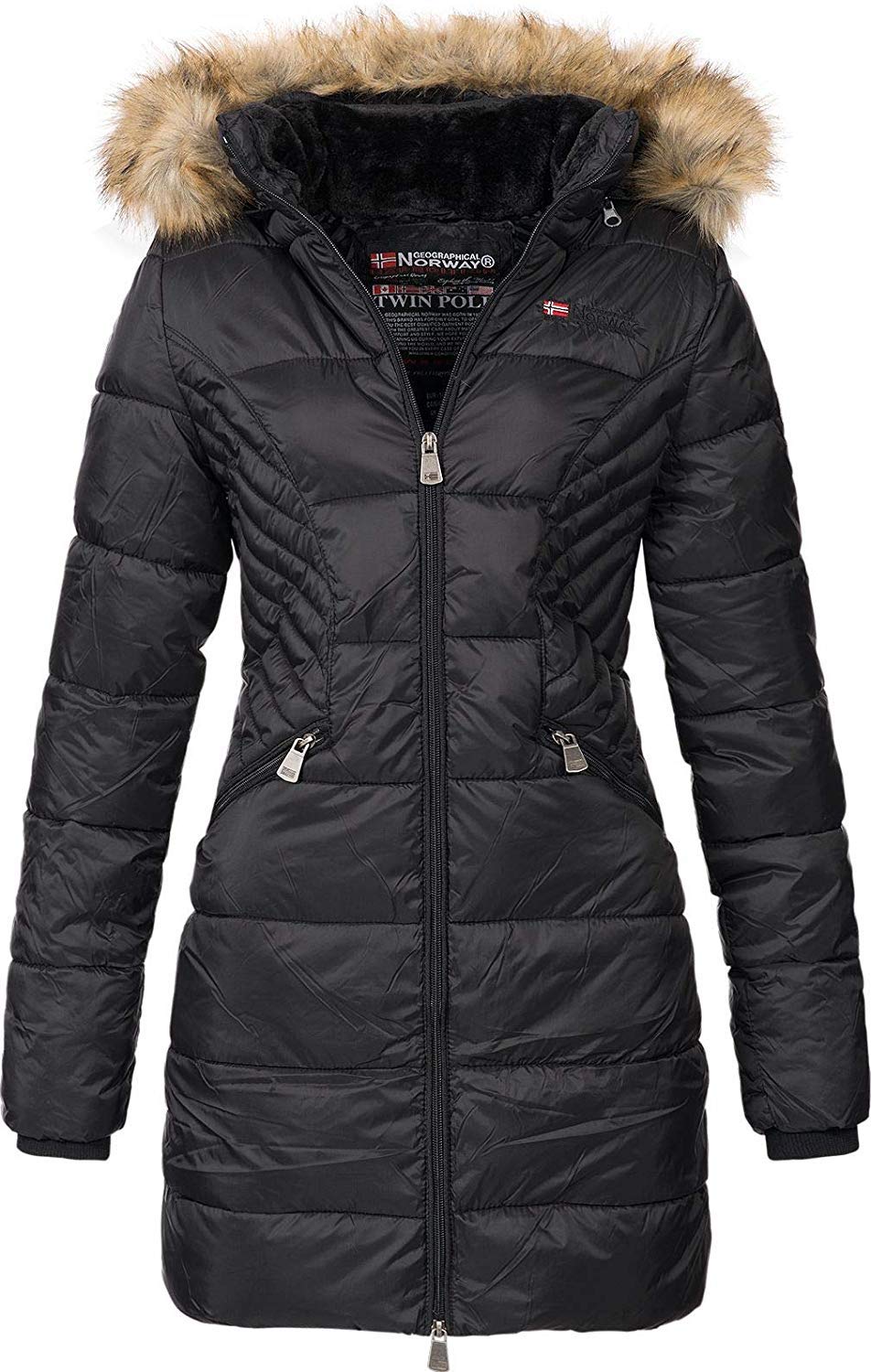 Parka Longue Chaude Geographical Norway Pour Femme - Manteau D'Hiver Avec Capuche à Fausse Fourrure - 14