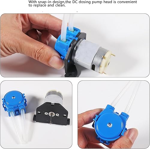 Miniatura 8 de Bomba dosificadora peristáltica de flujo bajo, bomba de dosificación pequeña líquida con conector para acuario de laboratorio analítico, 2 uds, 12