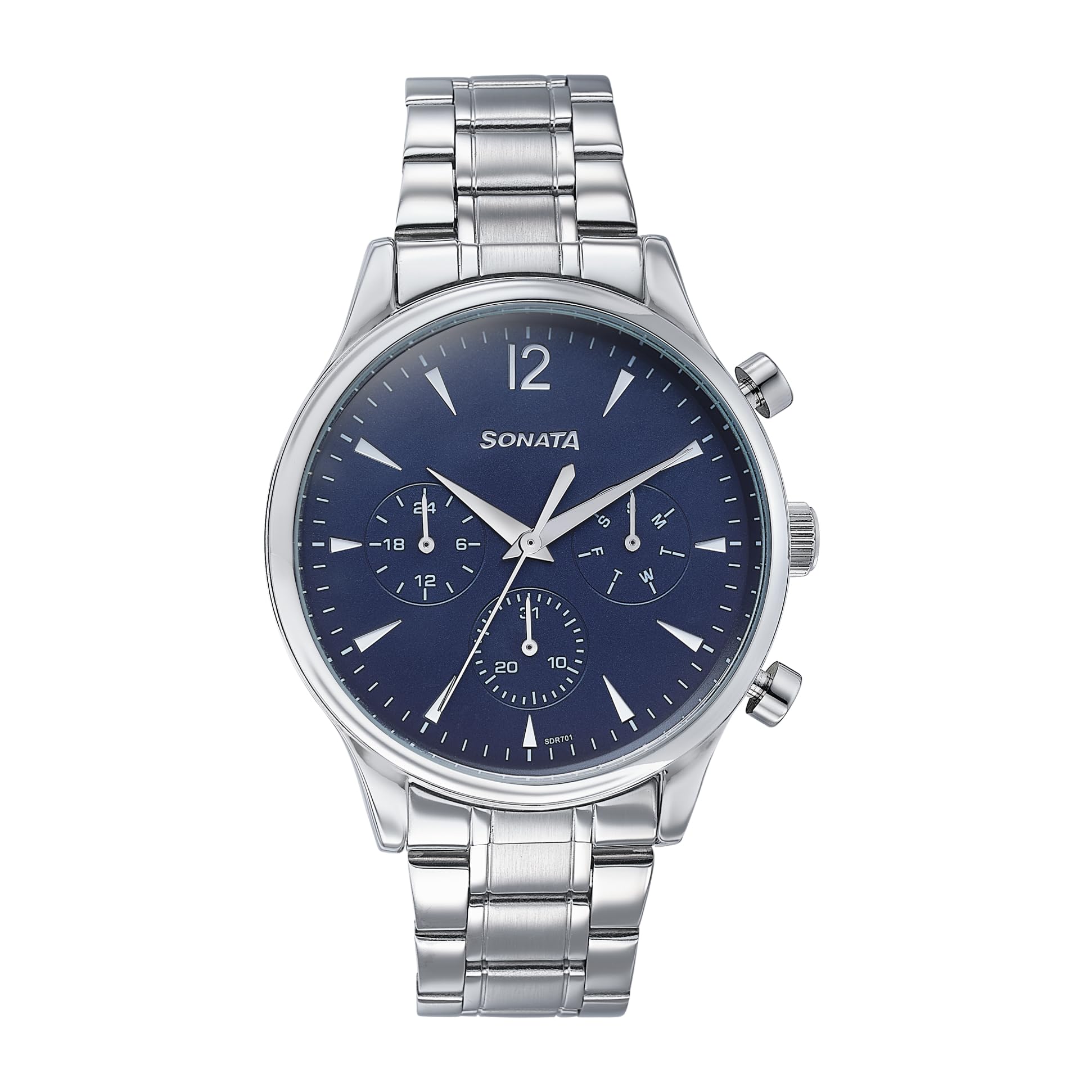 Wedding Edit Quartz Multifunction Blue Dial Stainless Steel Strap Watch for Men-image-19