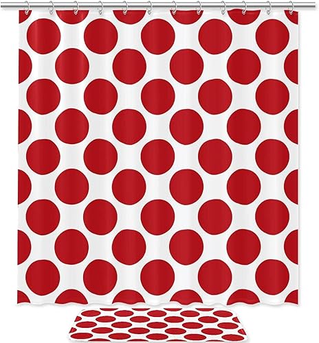 KXO Juego de cortinas de ducha y tapetes impermeables de poliéster con ganchos 708 x 708 pulgadas