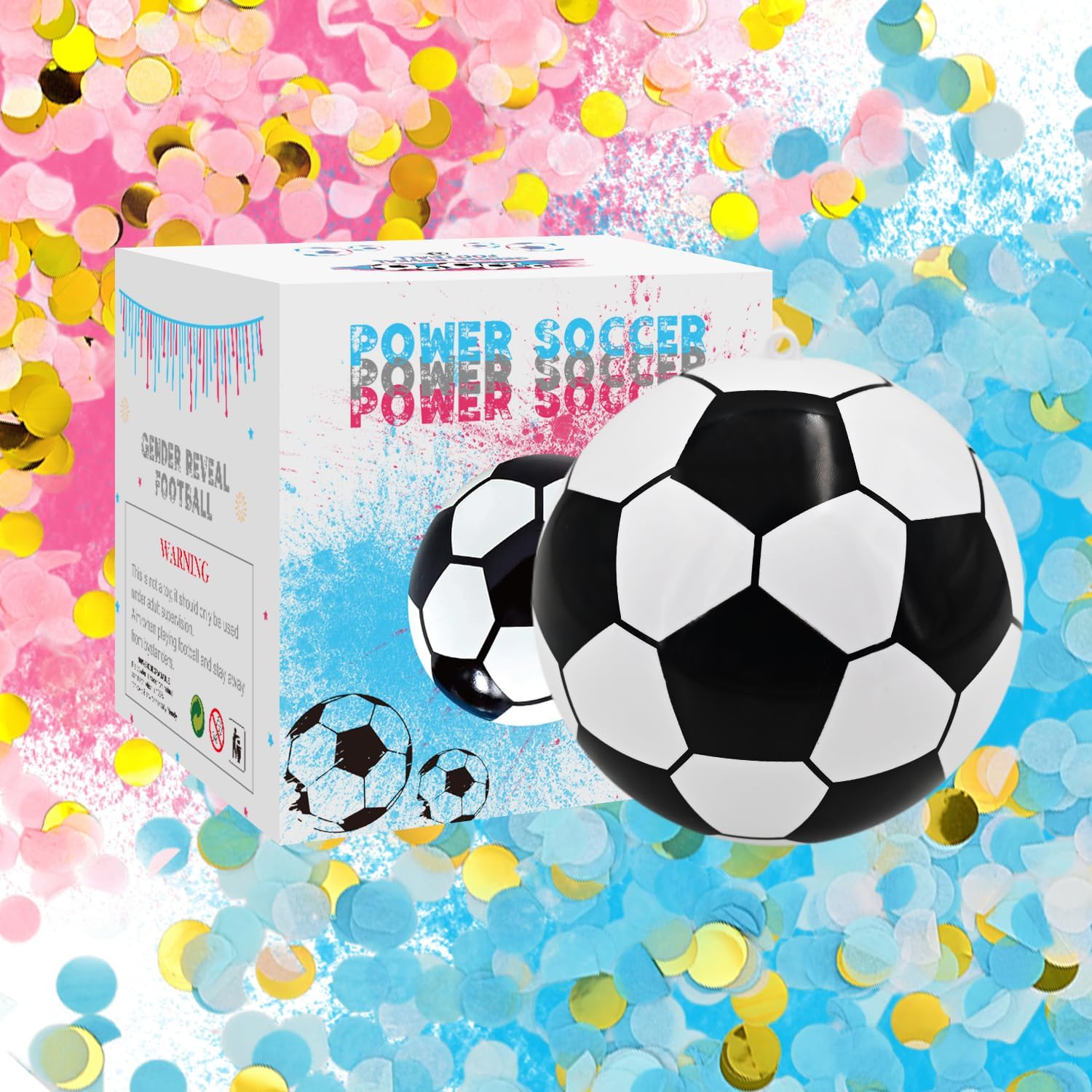 Gender Reveal Soccer Ball with Powder and Confetti Exploding Soccer Balls Kit Gender Reveal with Pink &Blue Powder and Confetti Girl or Boy Baby