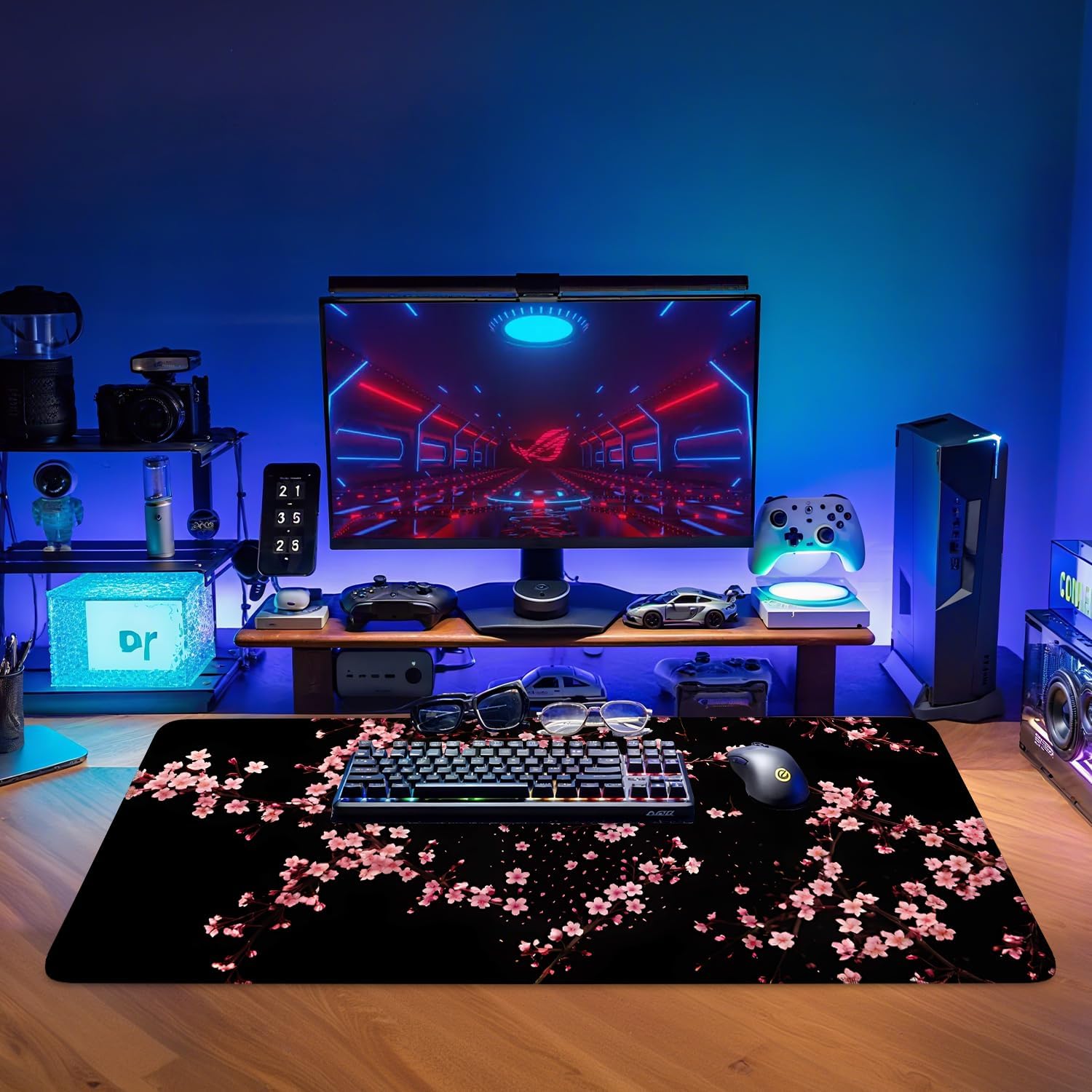 Cherry Blossom Extended Gaming Mouse Pad 35.4 x 15.7 Inch – Japanese-Inspired Desk Mat for Gaming, Office, and Study with Non-Slip Rubber Base