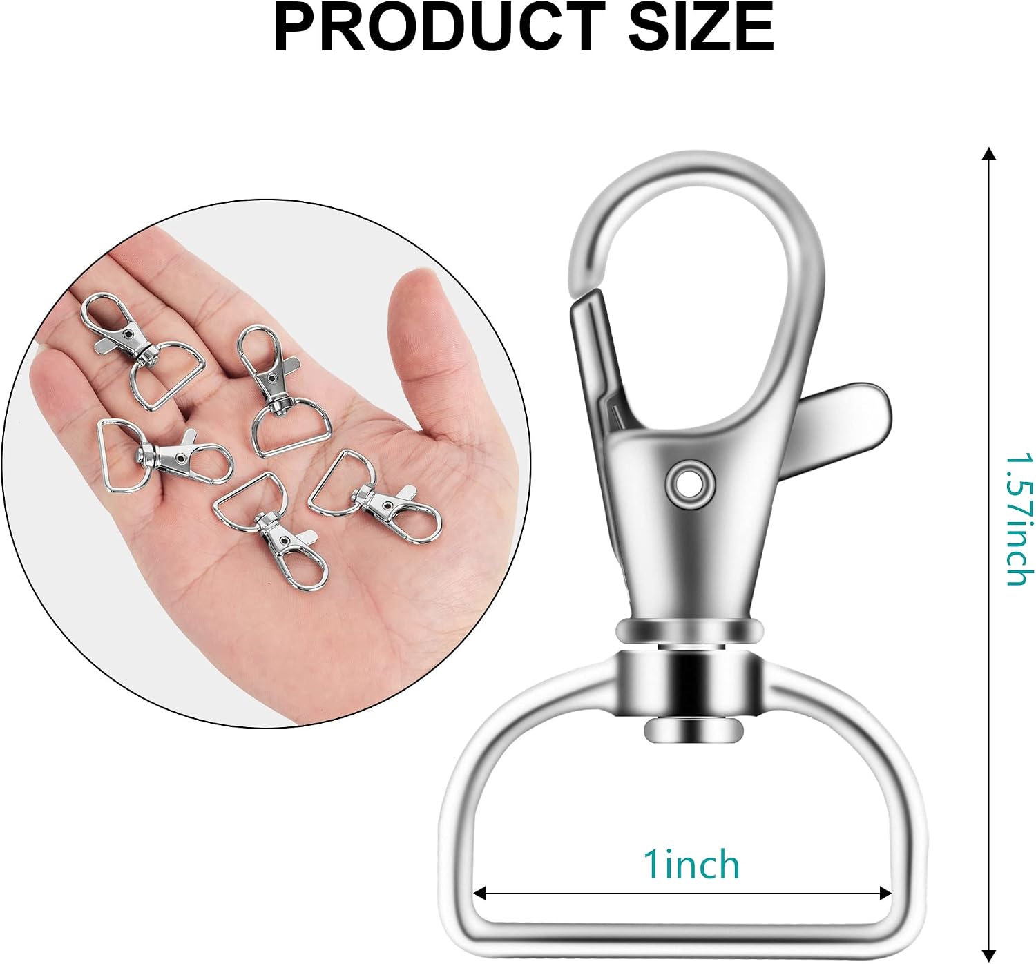 40PCS Swivel Snap Hooks, Premium Lanyard Snap Hook for Lanyard and Sewing Projects (1 inch Silver)'