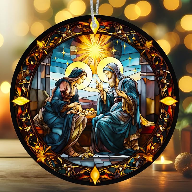 Catholic Christmas Decorations - Nativity Scene Ornaments, Mother Mary | Baby Jesus, Christian Decor.