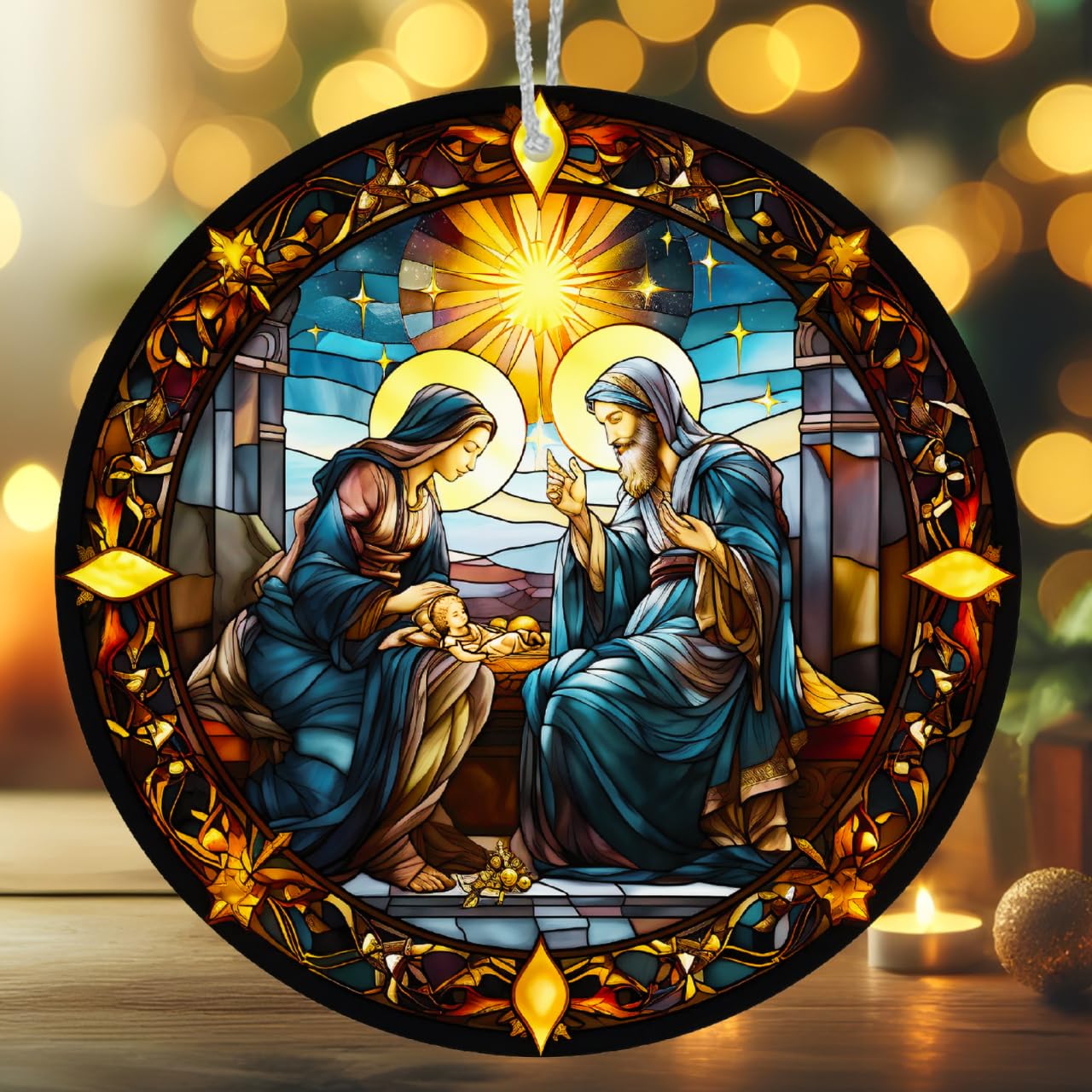 Catholic Christmas Decorations - Nativity Scene Ornaments, Mother Mary & Baby Jesus, Christian Decor