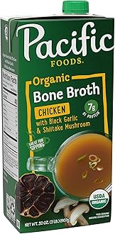 Pacific Foods Organic Chicken Bone Broth With Black Garlic and Shiitake Mushroom, 32 oz Carton