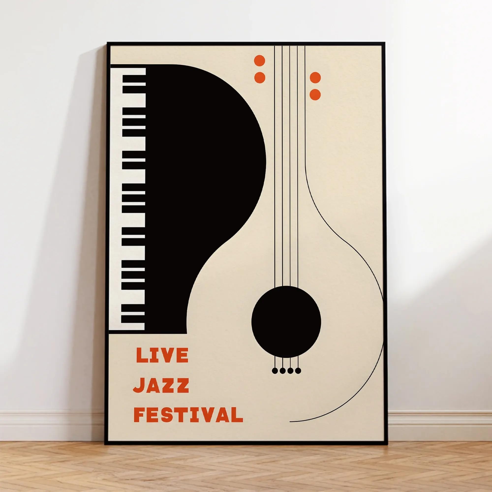YUSUZHU Let's Live Jazz Festival Strumento Medioevo Stampe artistiche su tela Poster per soggiorno Decorazione per la casa 70x90cm con cornice