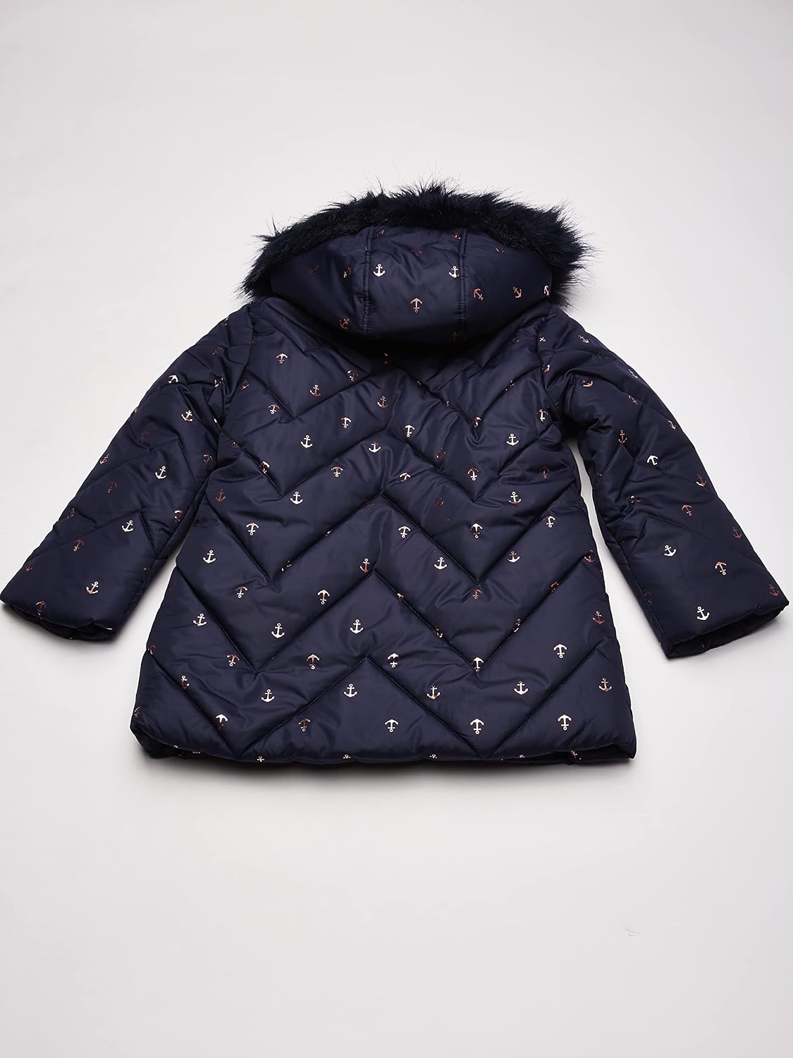 Children's Navy Puffer Jacket with Anchor Print