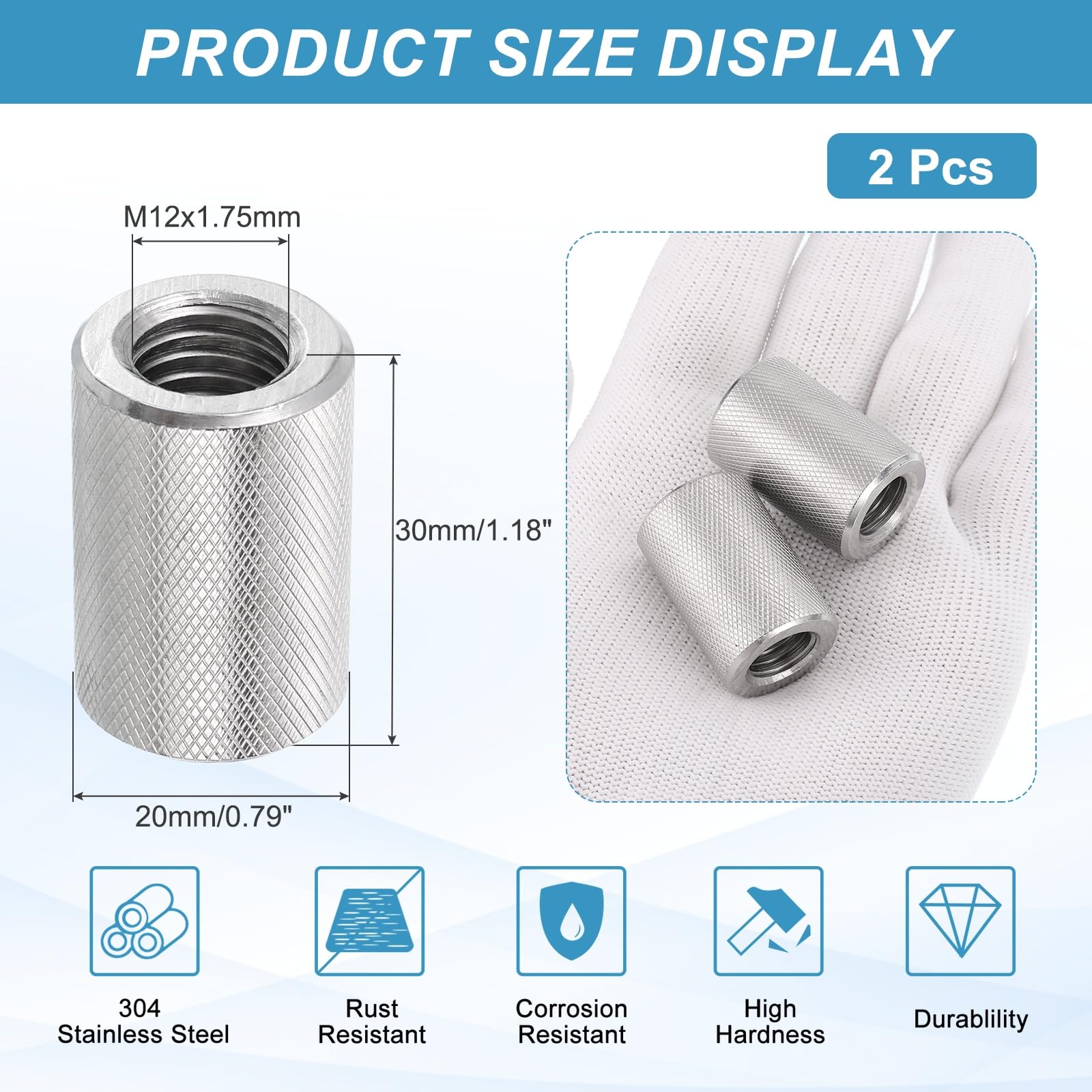 PATIKIL M12 Round Connector Nuts - Image 2