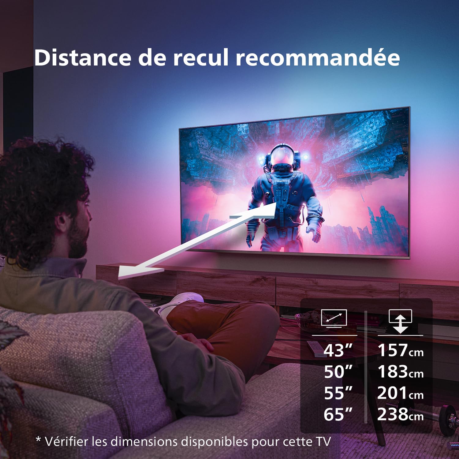 Philips Ambilight 55PUS8909 Smart TV LED 4K - Écran 55 Pouces avec Plate-Forme Pixel Precise Ultra HD Titan OS et Son Dolby Atmos, Fonctionne avec l’Assistant Vocal Alexa et Google - Gris Anthracite